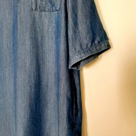 CLEO Utility Sleeve Mini Shirt Dress | Tunic w Pockets Chambray Blue Sz S - Picture 8 of 16